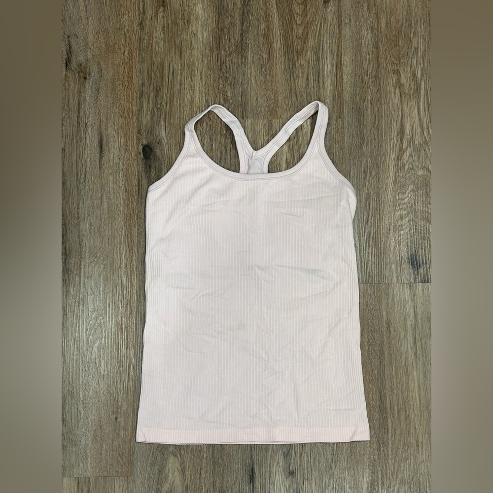 Lululemon pale pink ribbed razor back tank size 8
